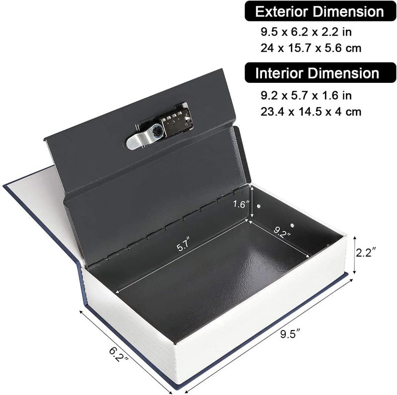 Parrency Diversion Book Safe Storage Box,Safe Box with Premium Combination Lock, Portable Book-Safe,Perfect for Home, Travel,Dorm Store Money, Jewelry, Phone and Passport (Blue) - Image 3